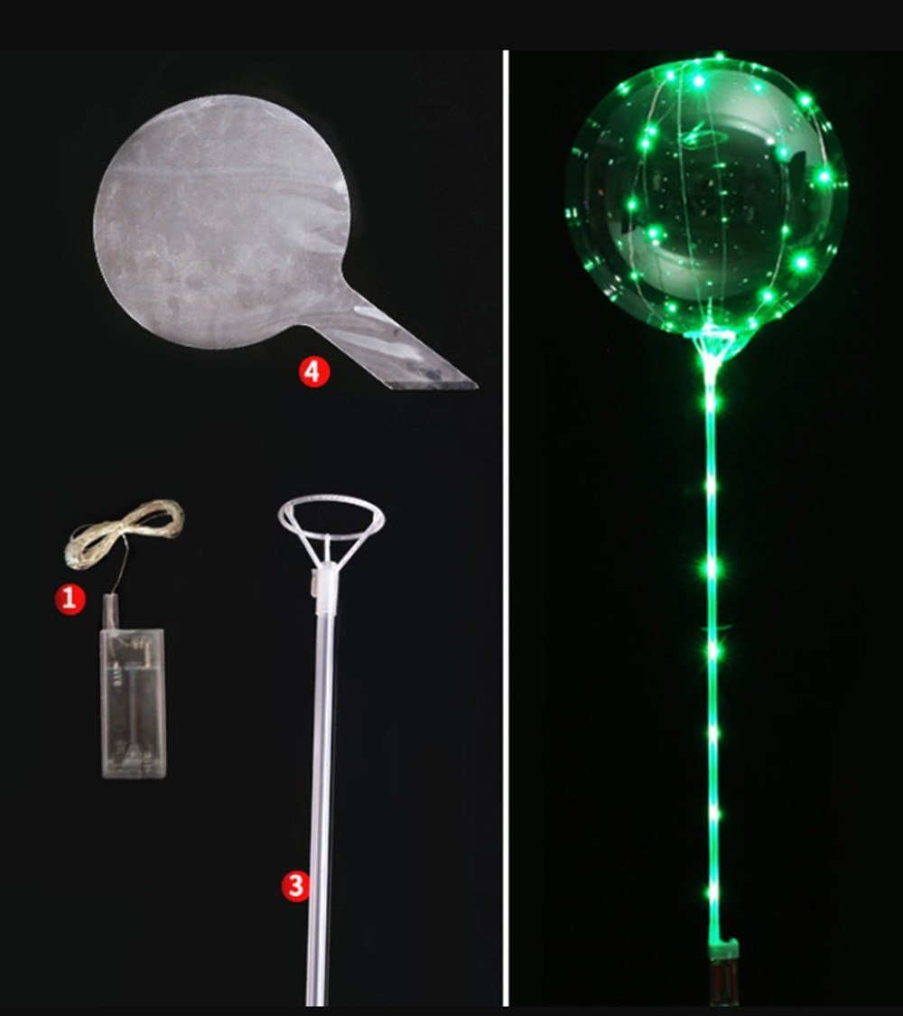 3 M LED YEŞİL RENKLİ LED ŞEFFAF BALON ÇUBUKLU SET