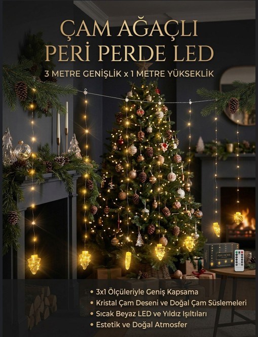 3X1 Çam Ağacı Peri Perde Led 