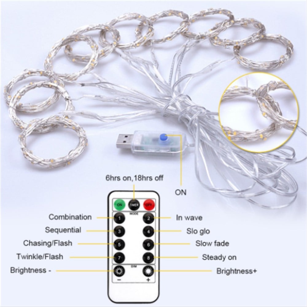 3X3 GÜNIŞIĞI PERDE LED 8 ANİMASYONLU USB GİRİŞLİ