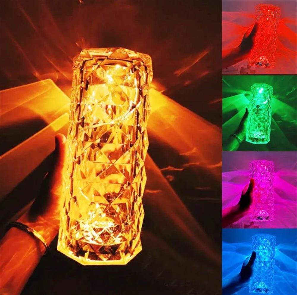 Kristal Elmas Led Dokunmatik Sensör Usb Şarjlı Masa Lambası