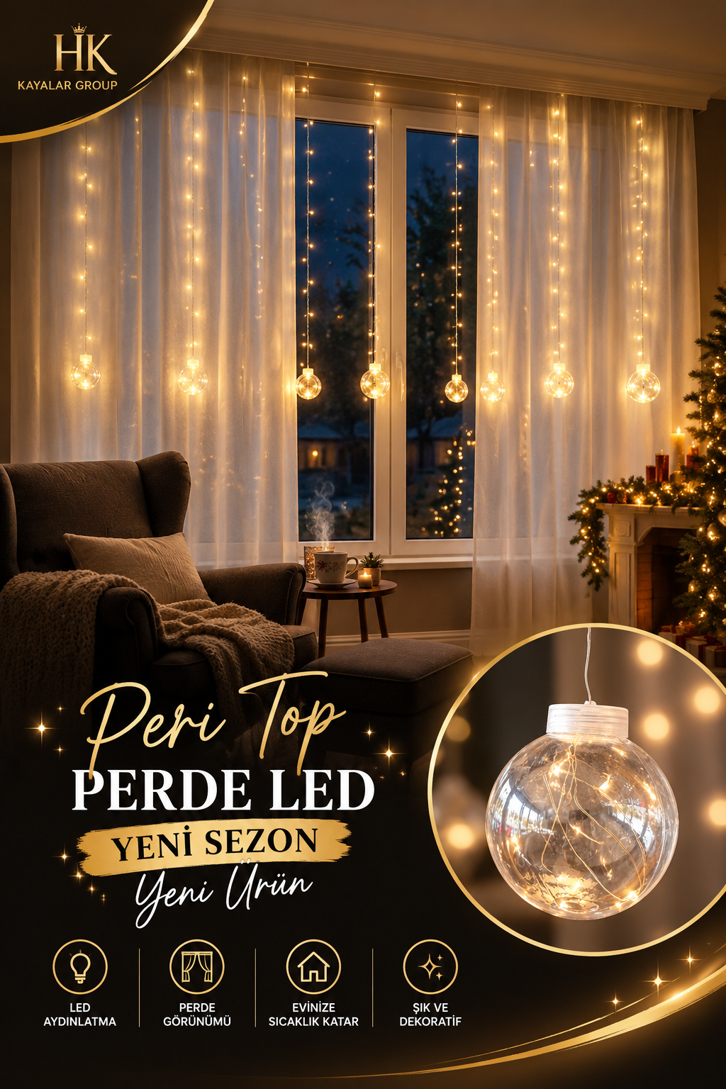Kumandalı 8 Ayrı Fonksıyonlu Toplu Peri Perde Led