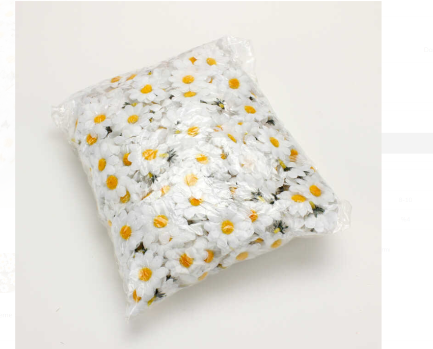 Kumaş 4CM Kafa Papatya 100Lü Paket Beyaz 