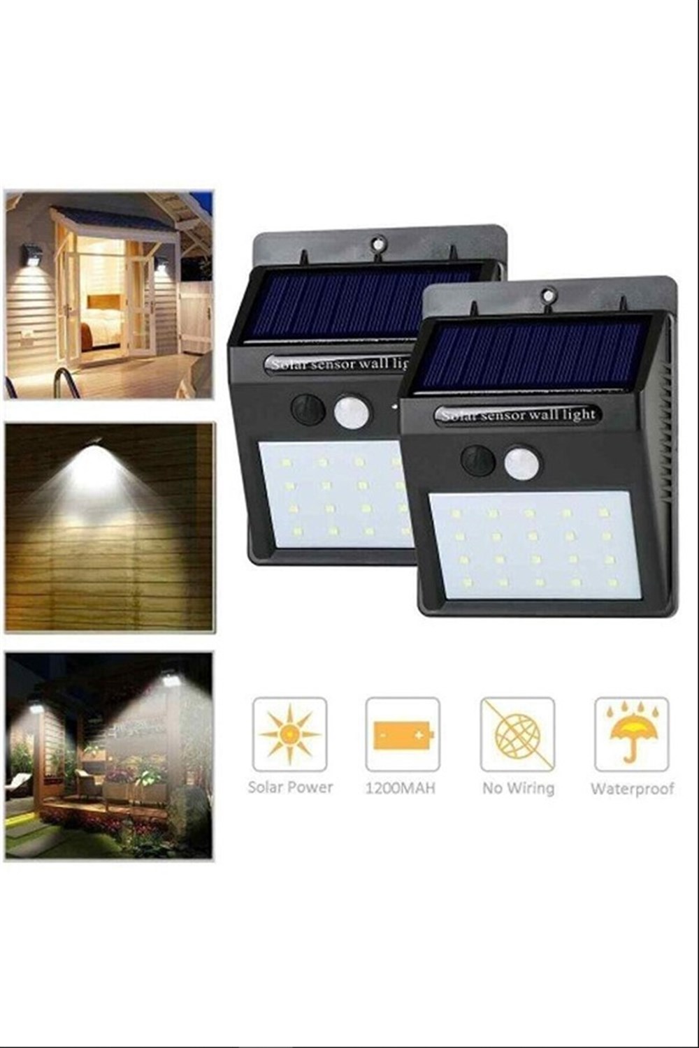 SOLAR SENSÖRLÜ DUVAR TİPİ 20 LEDLİ LED APLİK
