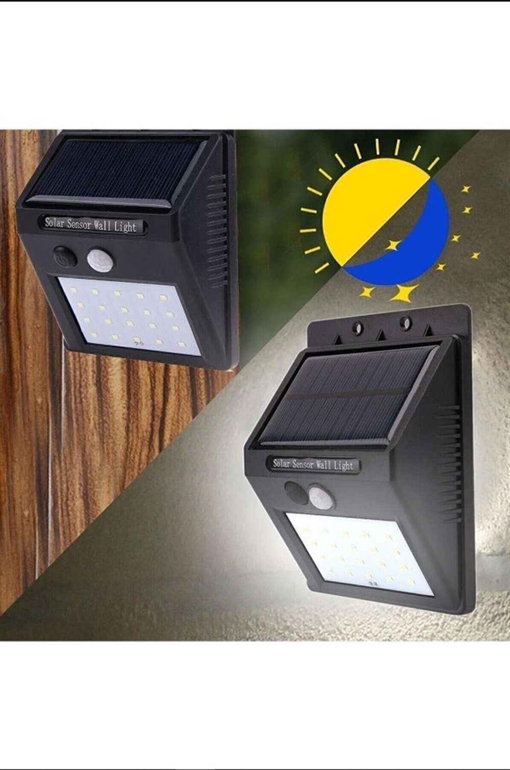 SOLAR SENSÖRLÜ DUVAR TİPİ 20 LEDLİ LED APLİK