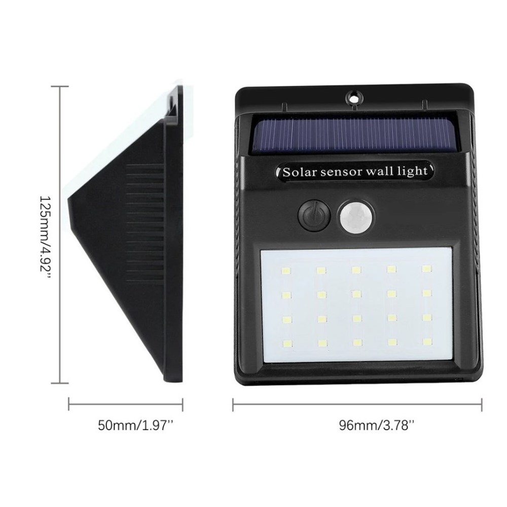 SOLAR SENSÖRLÜ DUVAR TİPİ 20 LEDLİ LED APLİK