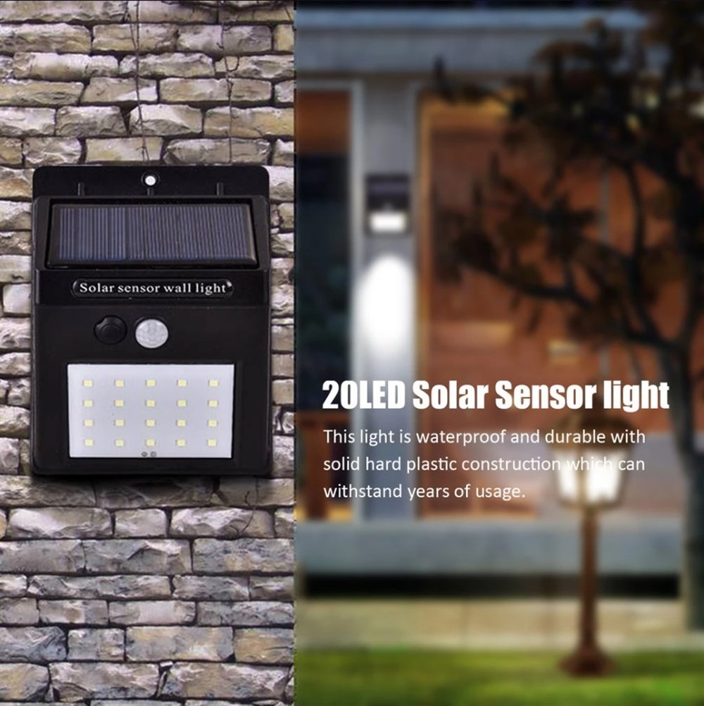 SOLAR SENSÖRLÜ DUVAR TİPİ 20 LEDLİ LED APLİK