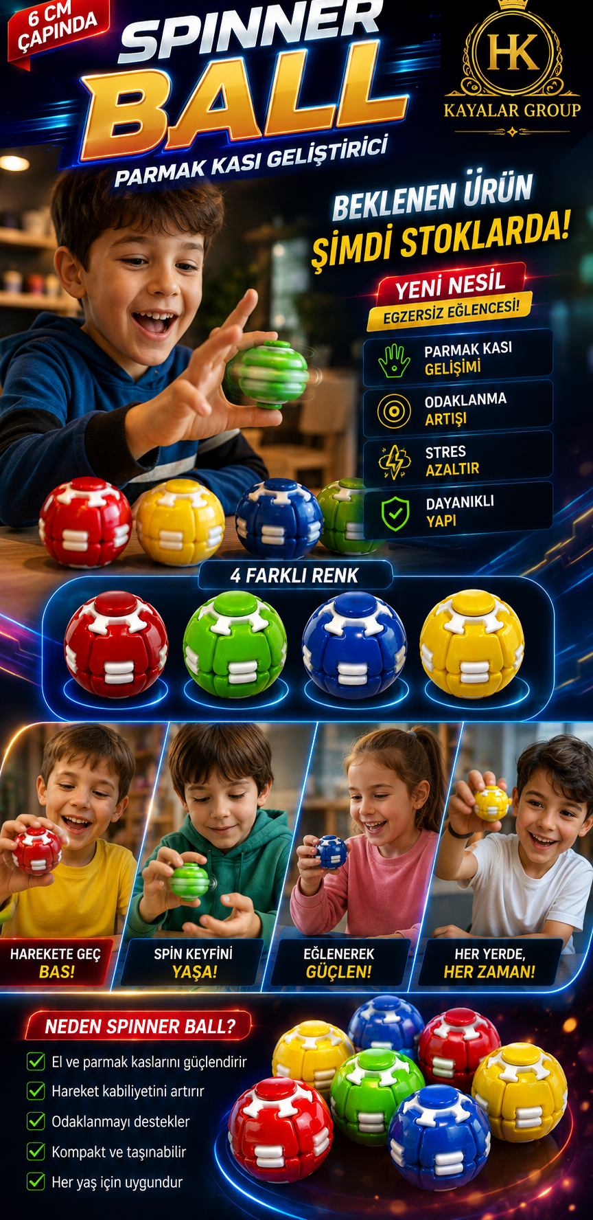 Stres Topu Spınner Ball Parmak Kası Geliştirici