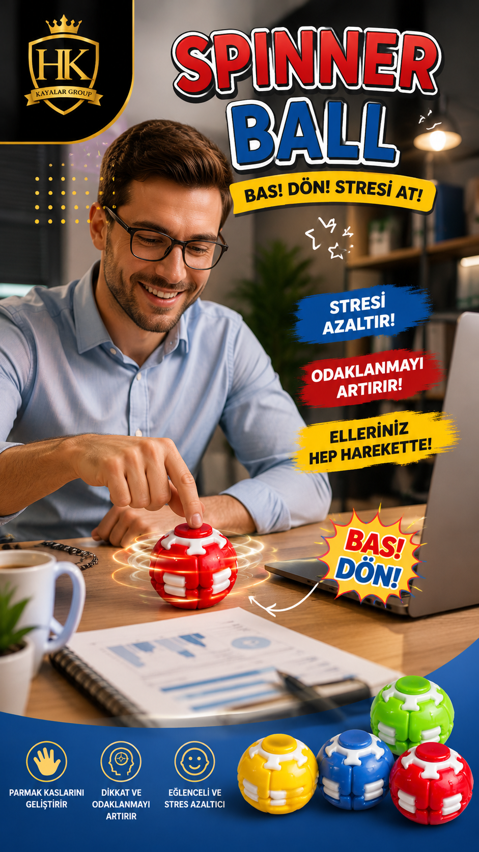 Stres Topu Spınner Ball Parmak Kası Geliştirici
