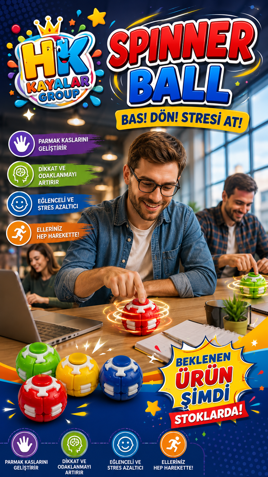 Stres Topu Spınner Ball Parmak Kası Geliştirici