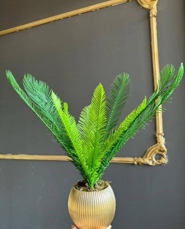 Yapay Çiçek Kelebek Palmiye Areka Yapay Bitki Salon Çiceği 10 Yaprak 50cm