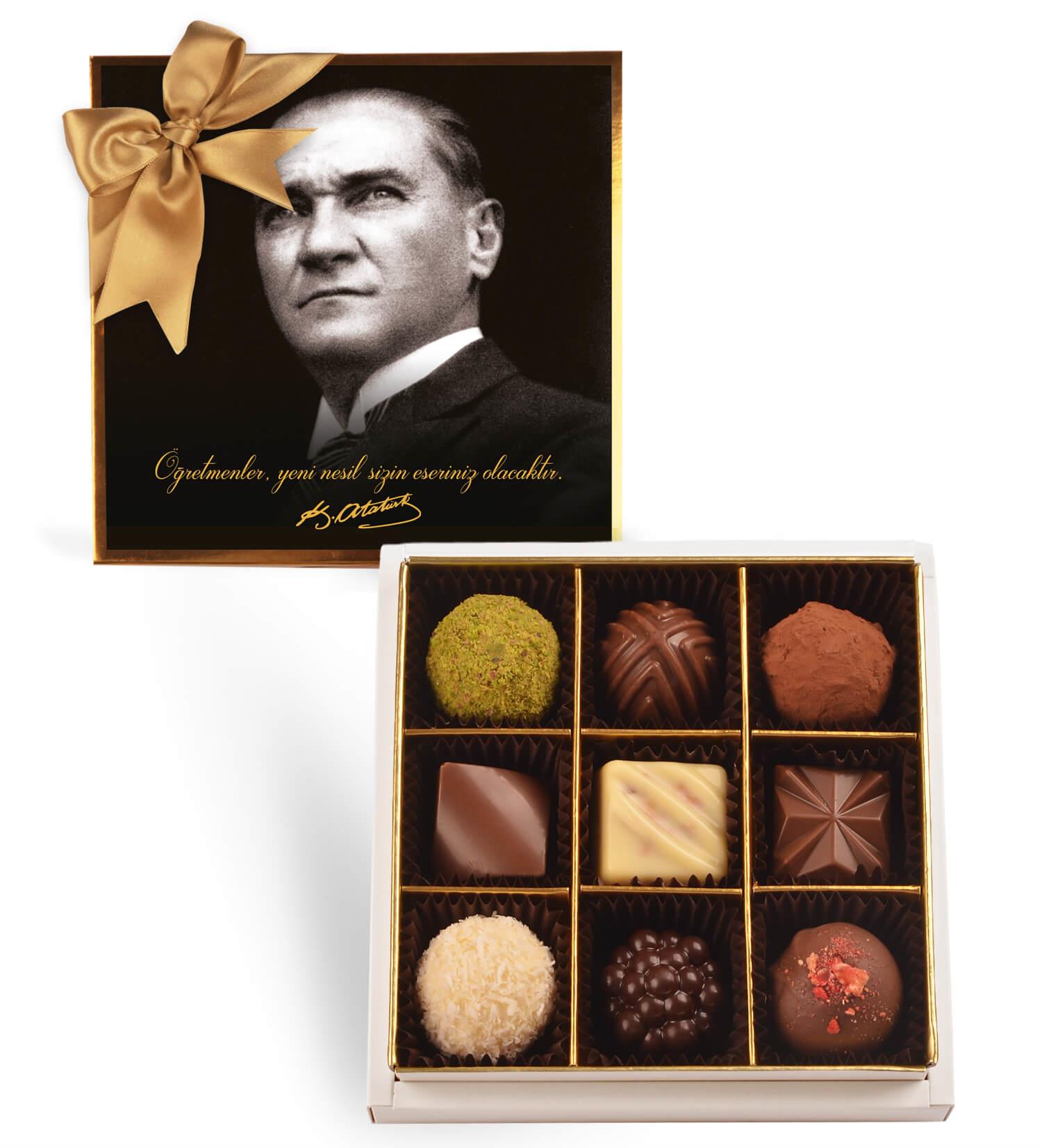 Atatürk'lü Öğretmenler Gününe Özel | 30 Çeşitli Artisan Çikolata 30'lu| 9 Çeşitli Artisan Çikolata 9'lu