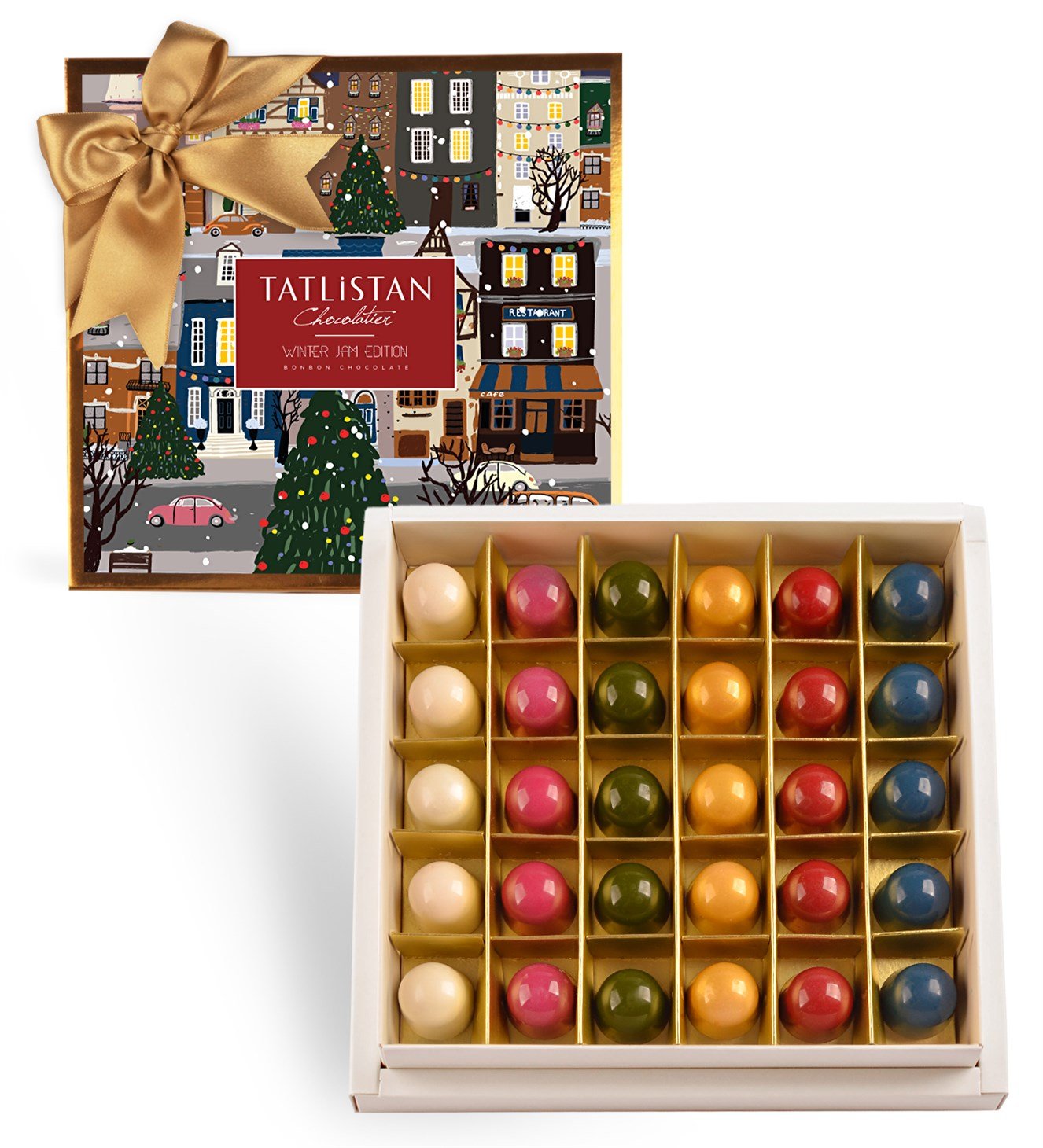 6 Çeşitli Kış Reçelli Bonbon Yılbaşı Çikolatası 30'lu