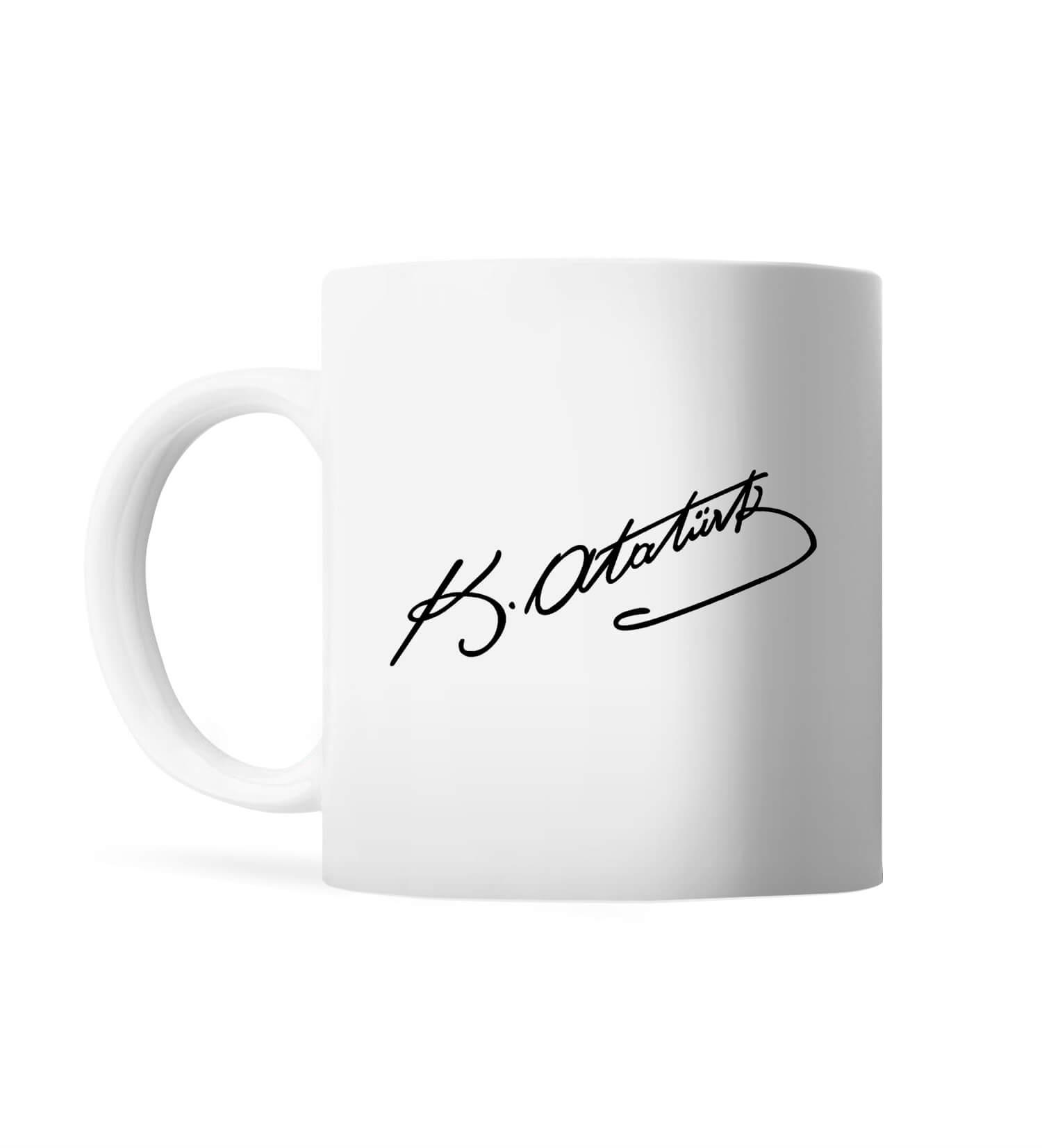 Atatürk Portresi ve İmzası Kupa Bardak