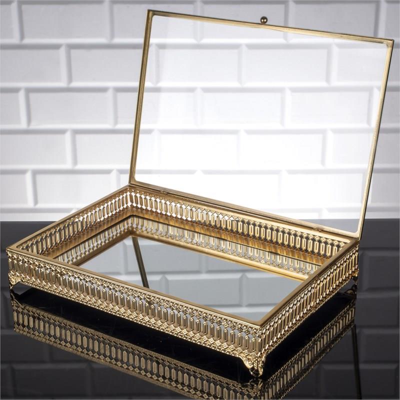 Gold Aynalı ve Kapaklı Söz & Nişan Kutusu