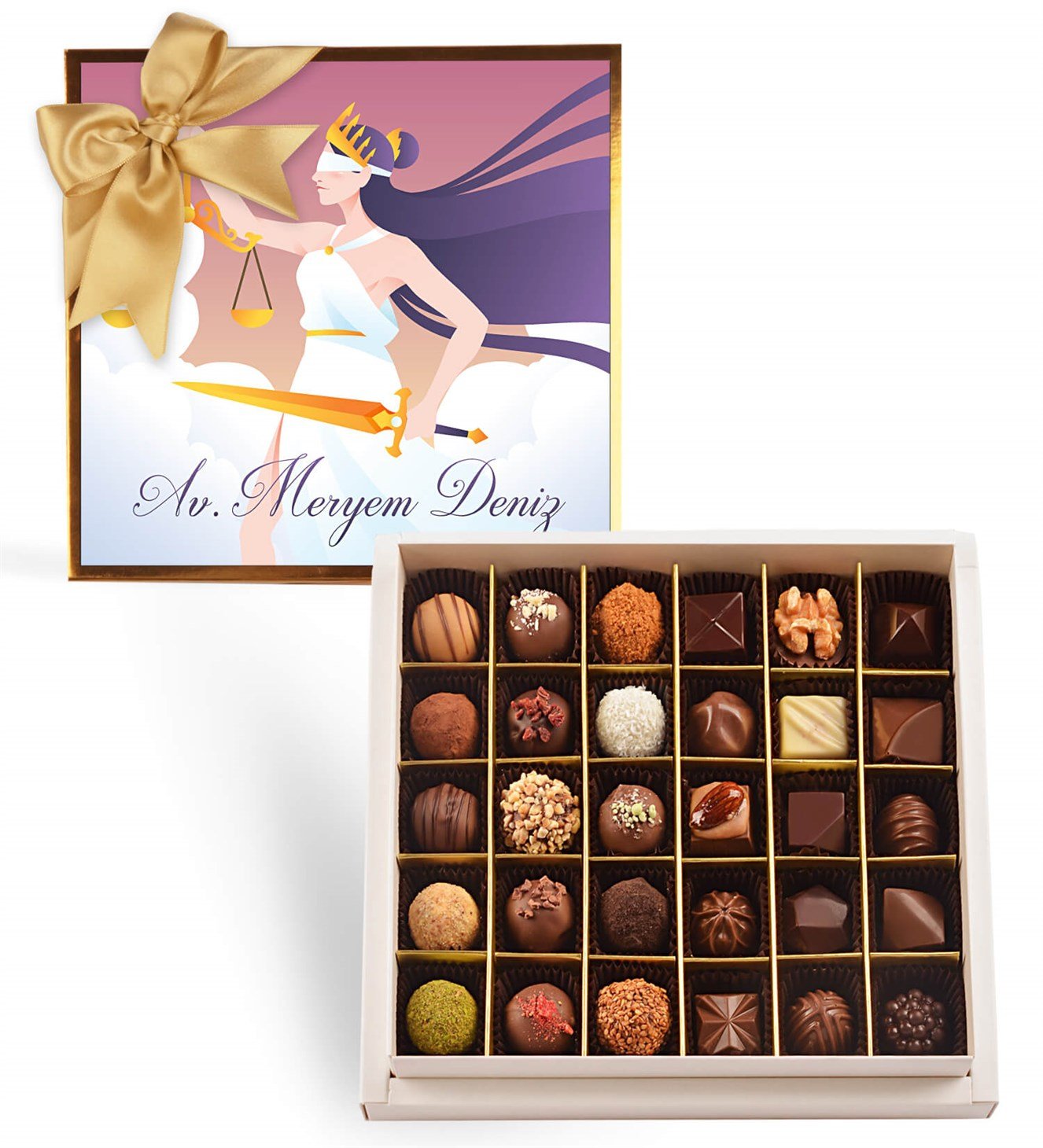 Adalet Tanrıçalı İsme Özel Trüf ve Spesiyal Çikolata