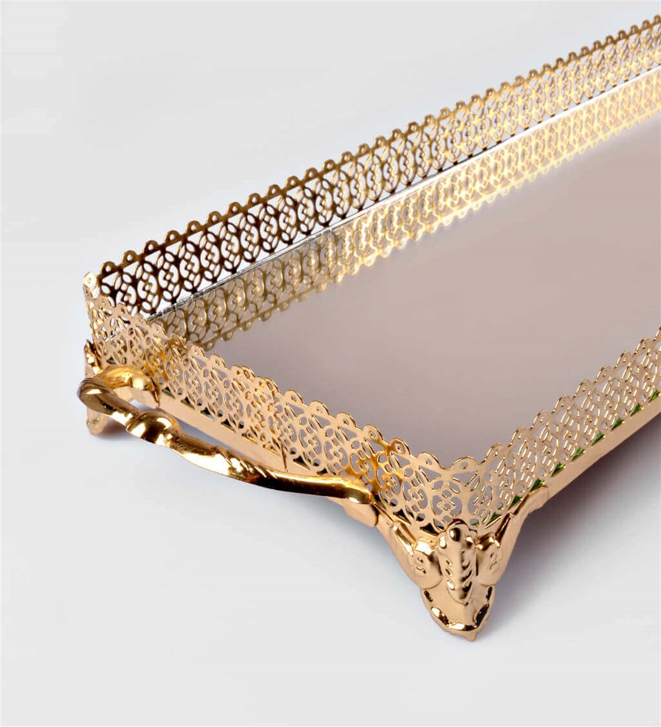 Altın Rengi Dikdörtgen Baton Söz & Nişan Tepsisi