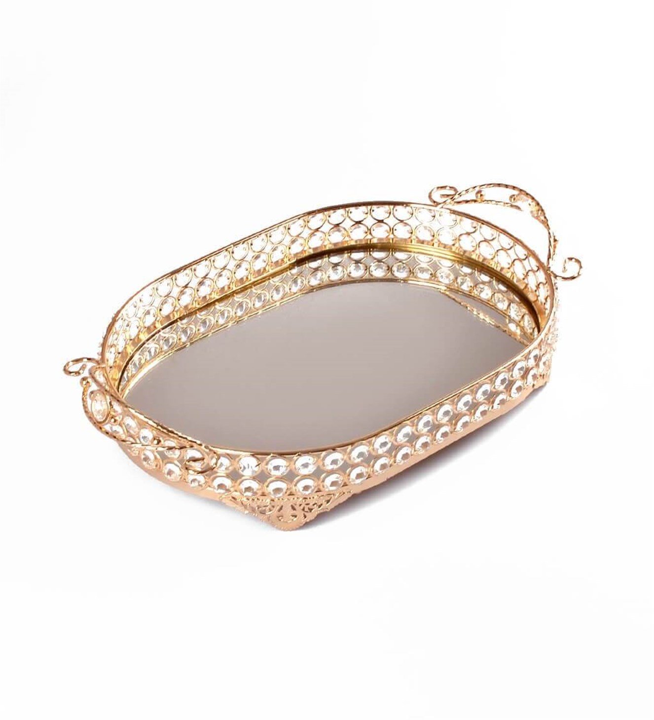 Altın Rengi Taşlı Söz & Nişan Tepsisi