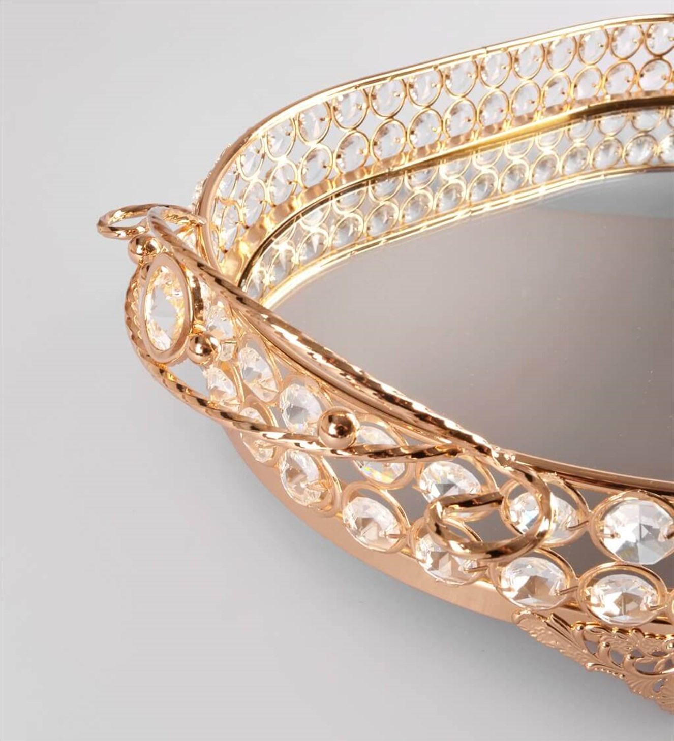 Altın Rengi Taşlı Söz & Nişan Tepsisi