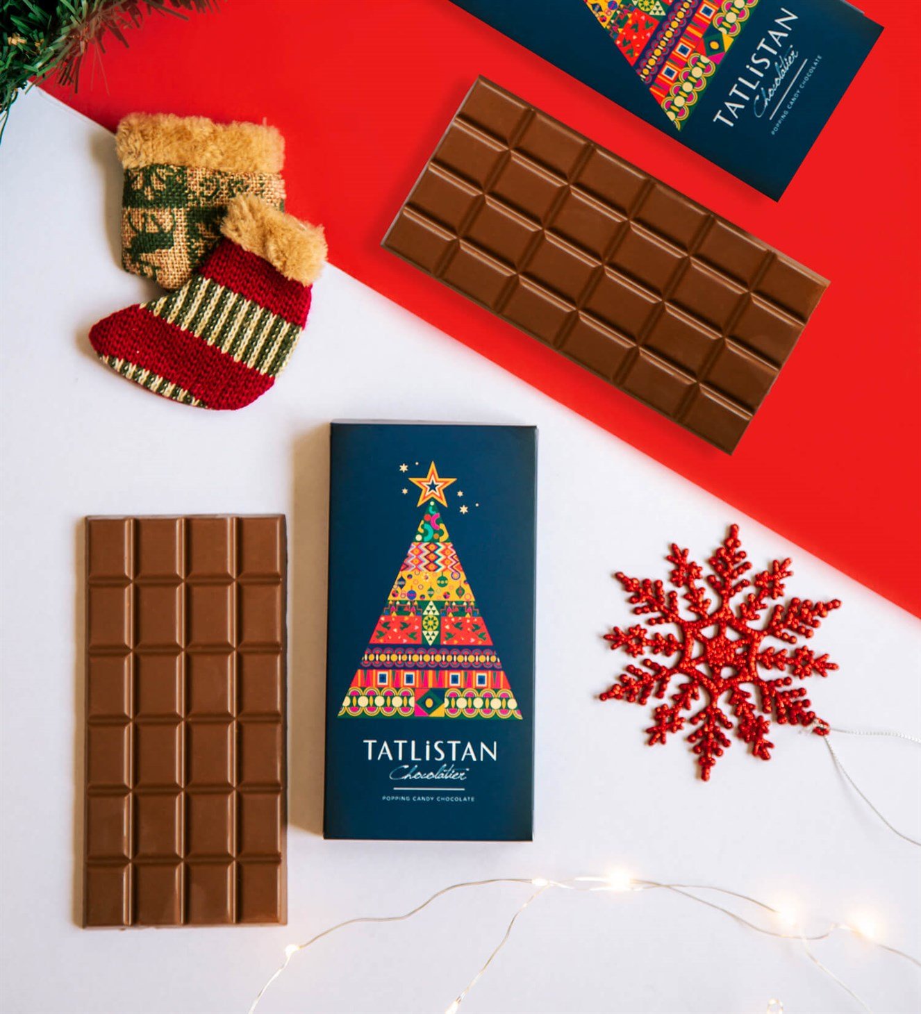 Canlı Renkler Ağacı - Patlayan Şekerli Tablet Yılbaşı Çikolatası