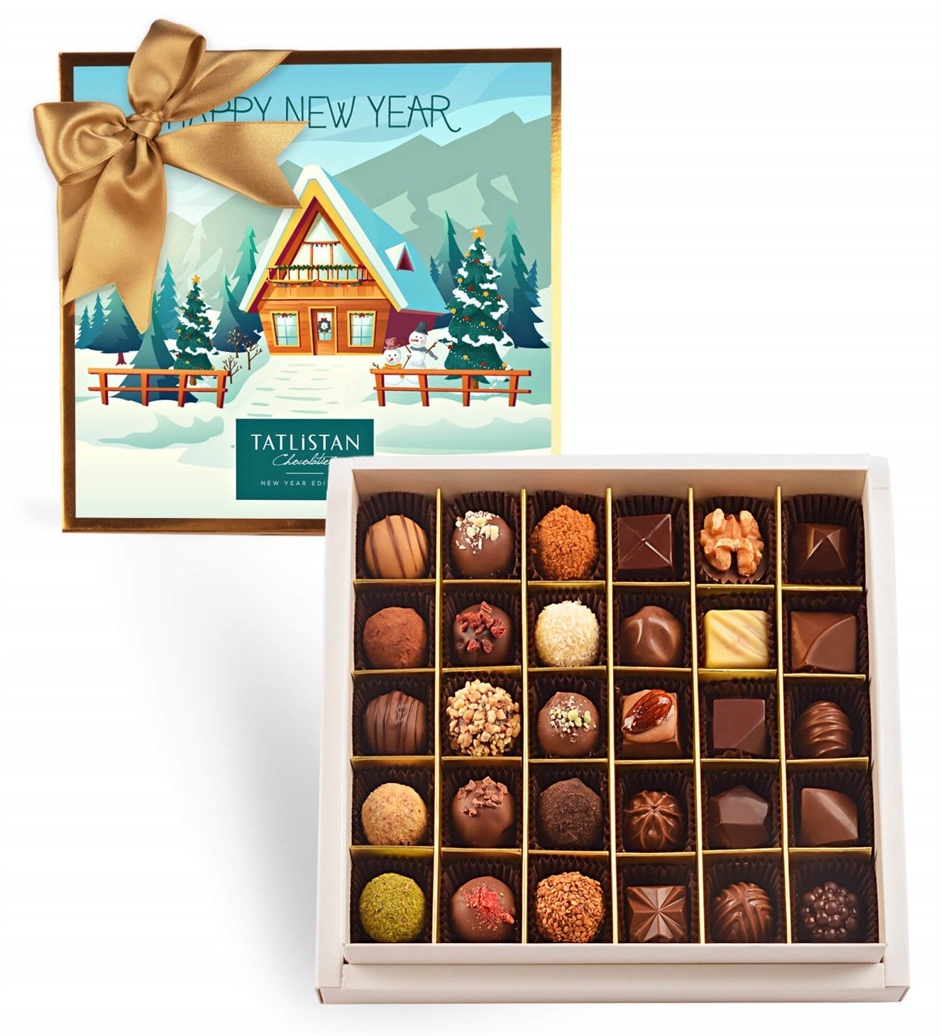 Dağ Evinde Yılbaşı Kutlaması 30 Çeşitli Artisan ve Trüf Çikolata 30'lu