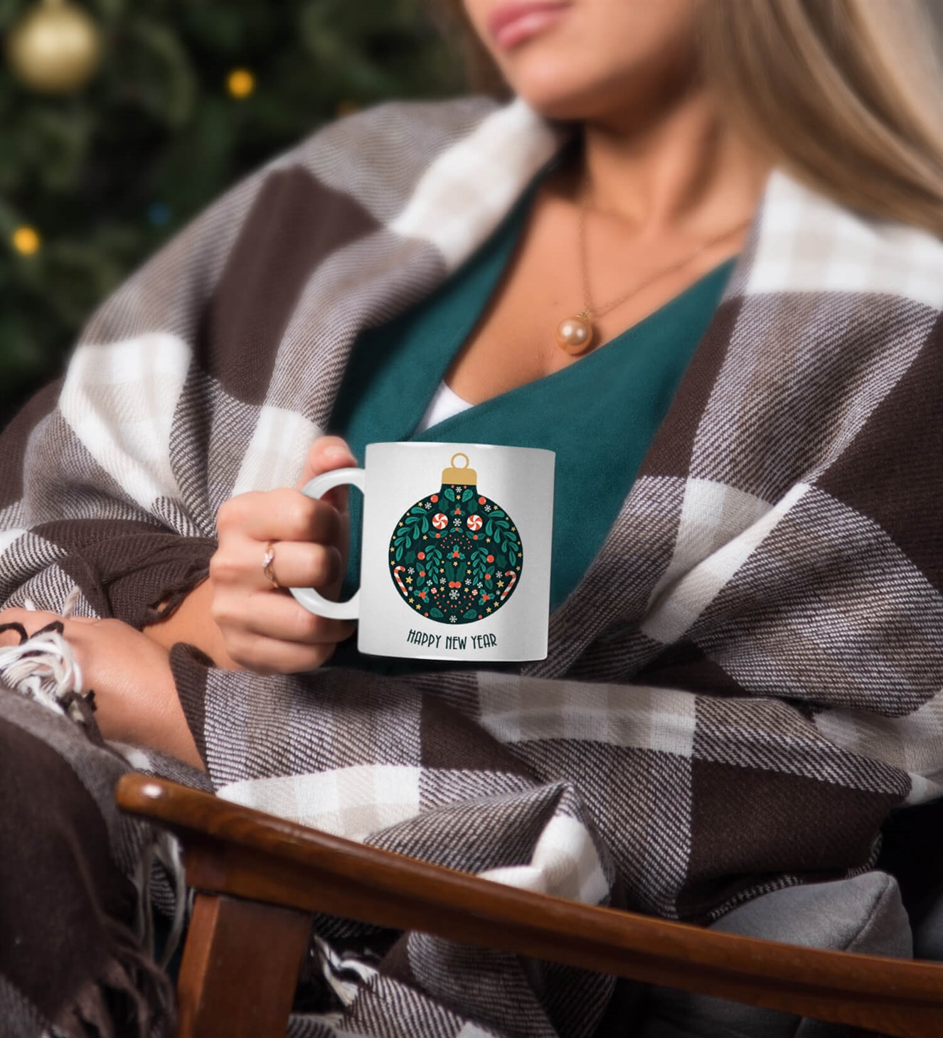 Desenli Yılbaşı Topu Kupa Bardak