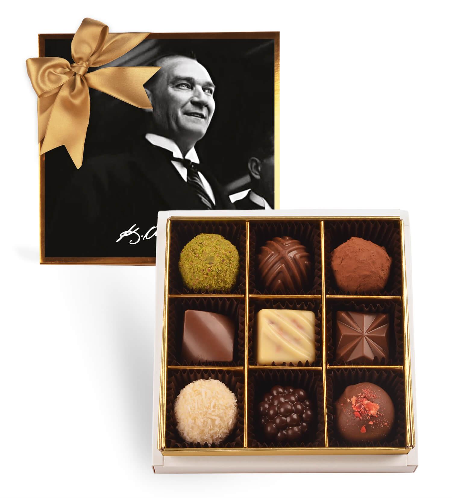 Atatürk ve İmzası | 9 Çeşitli Artisan Çikolata 9'lu