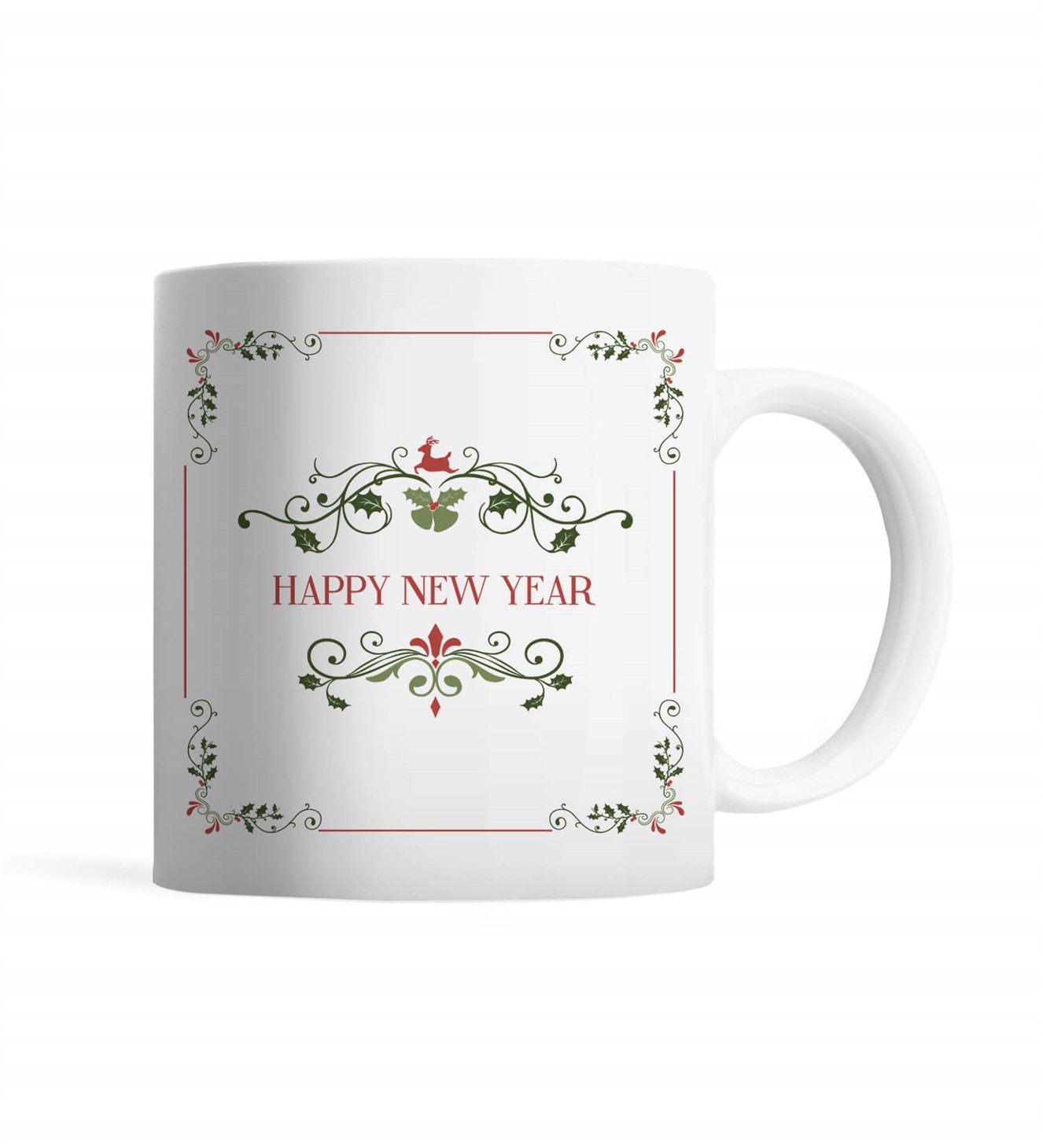 Floral Desenli Happy New Year Kupa Bardak