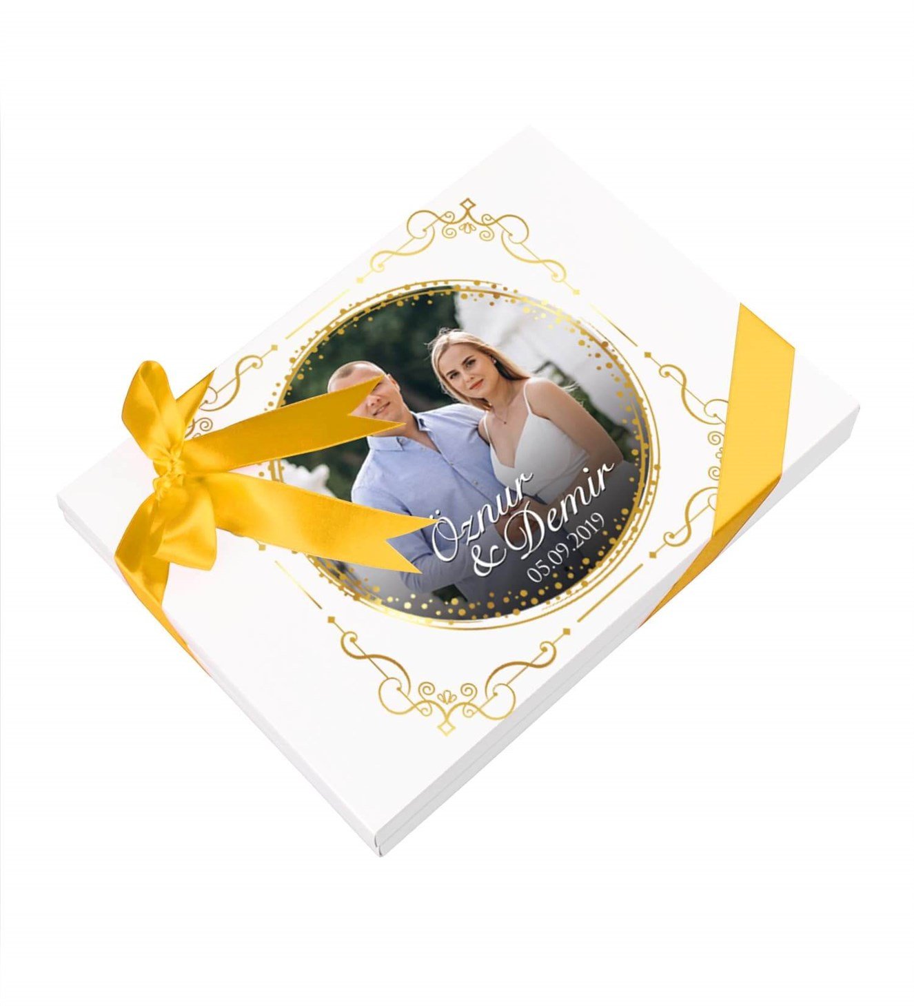 Fotoğraflı İsimli ve Tarihli Kutulu Söz & Nişan Çikolatası