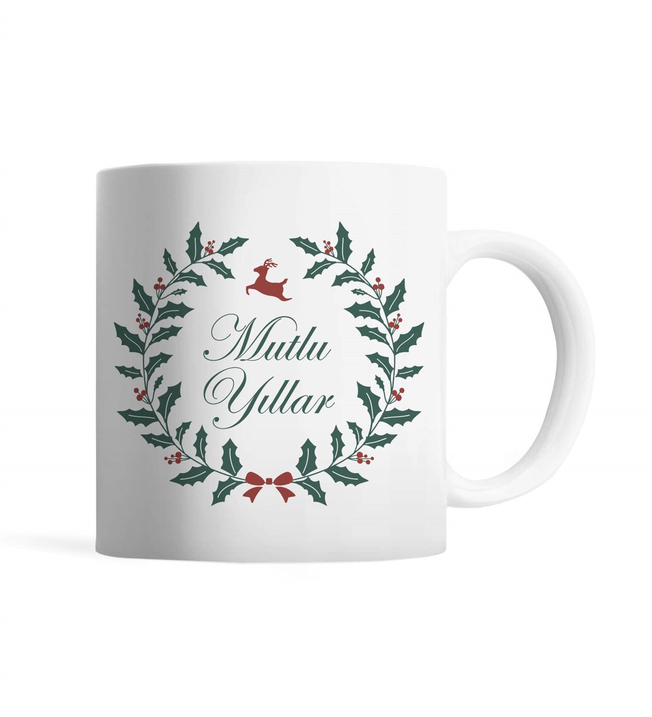 Geyikli Çelenk Mutlu Yıllar Kupa Bardak