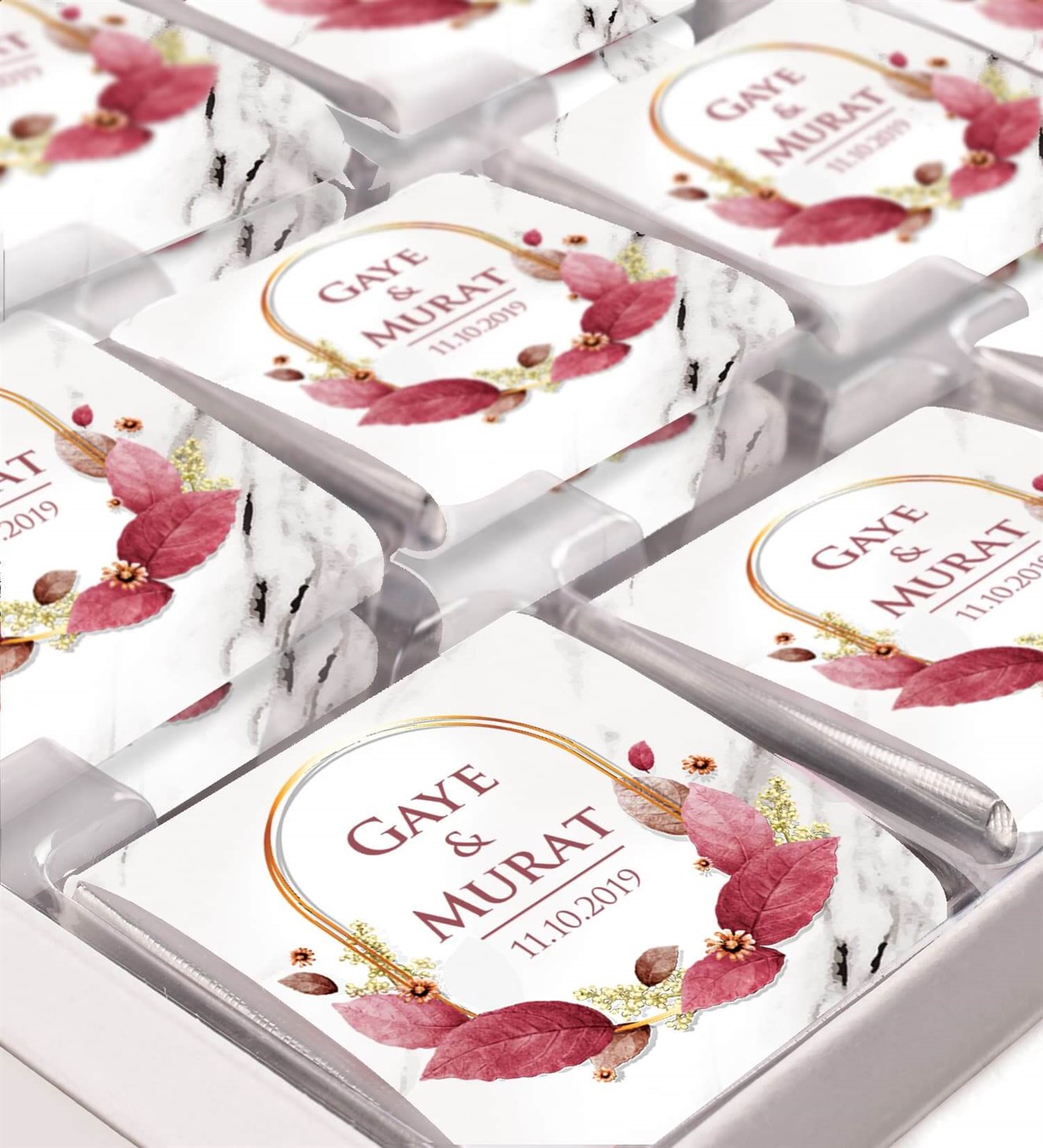 Gül Kurusu İsimli ve Tarihli Kutulu Söz & Nişan Çikolatası