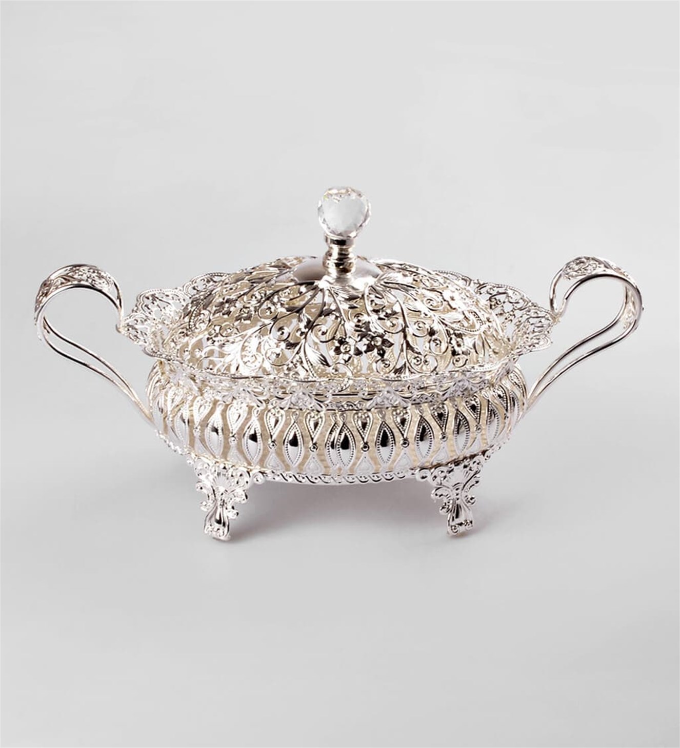 Gümüş Renkli Kapaklı Şekerlik