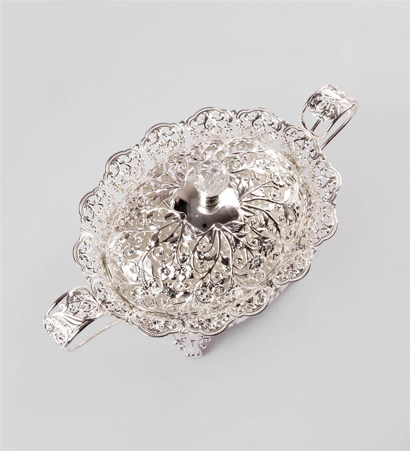 Gümüş Renkli Kapaklı Şekerlik