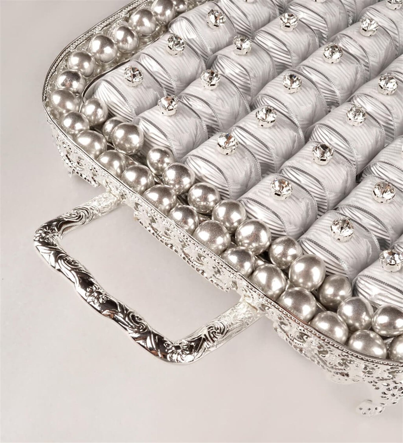 Gümüş Taşlı Söz & Nişan Çikolata Tepsisi