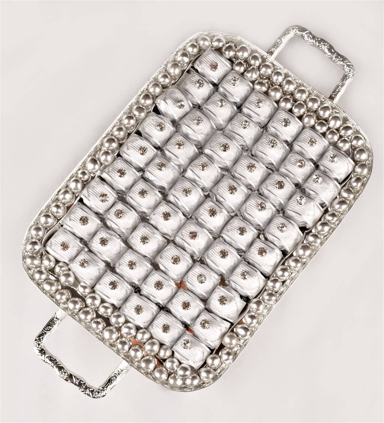 Gümüş Taşlı Söz & Nişan Çikolata Tepsisi