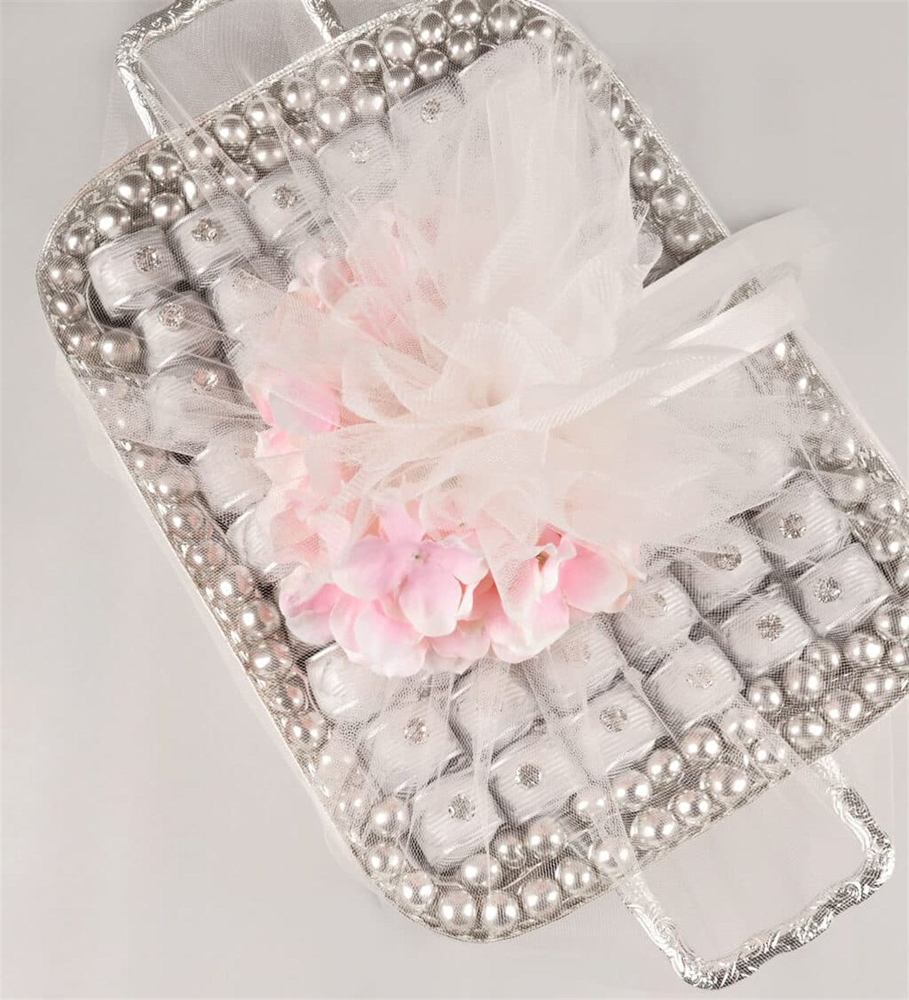 Gümüş Taşlı Söz & Nişan Çikolata Tepsisi