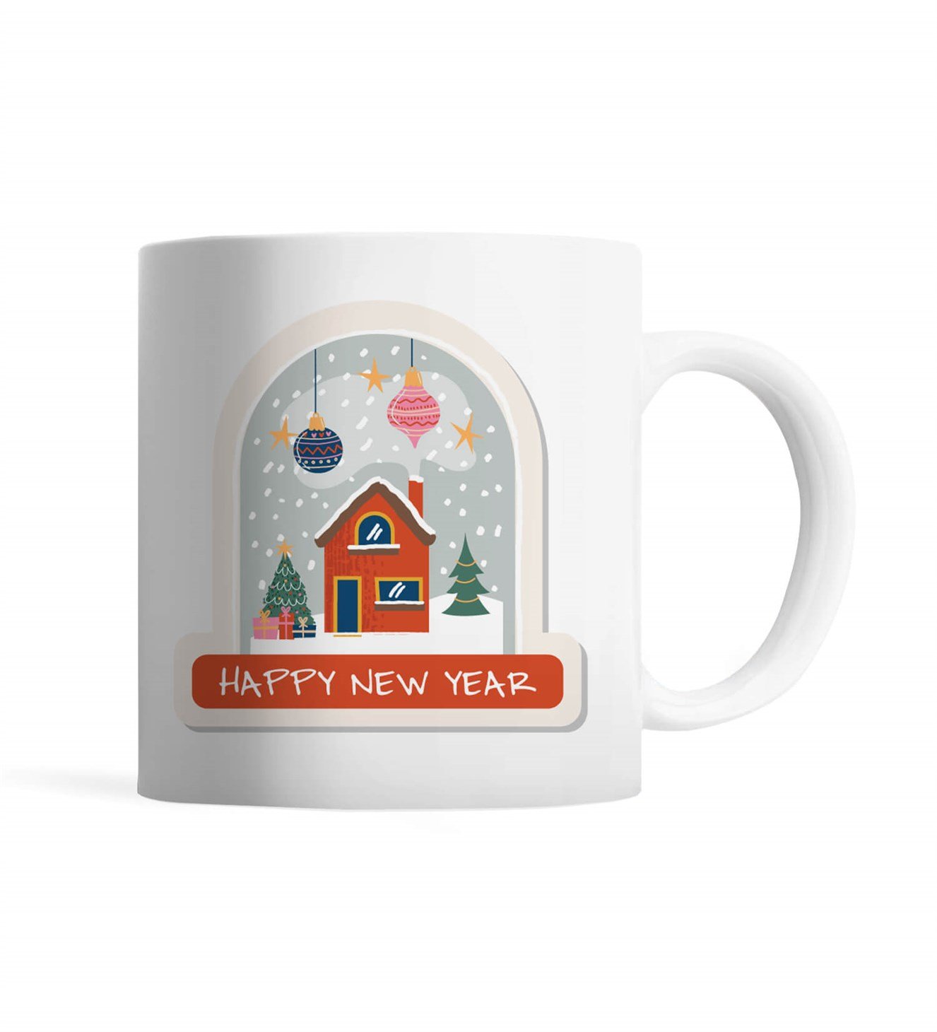 Happy New Year Kar Küreli Hediye Kupa Bardak