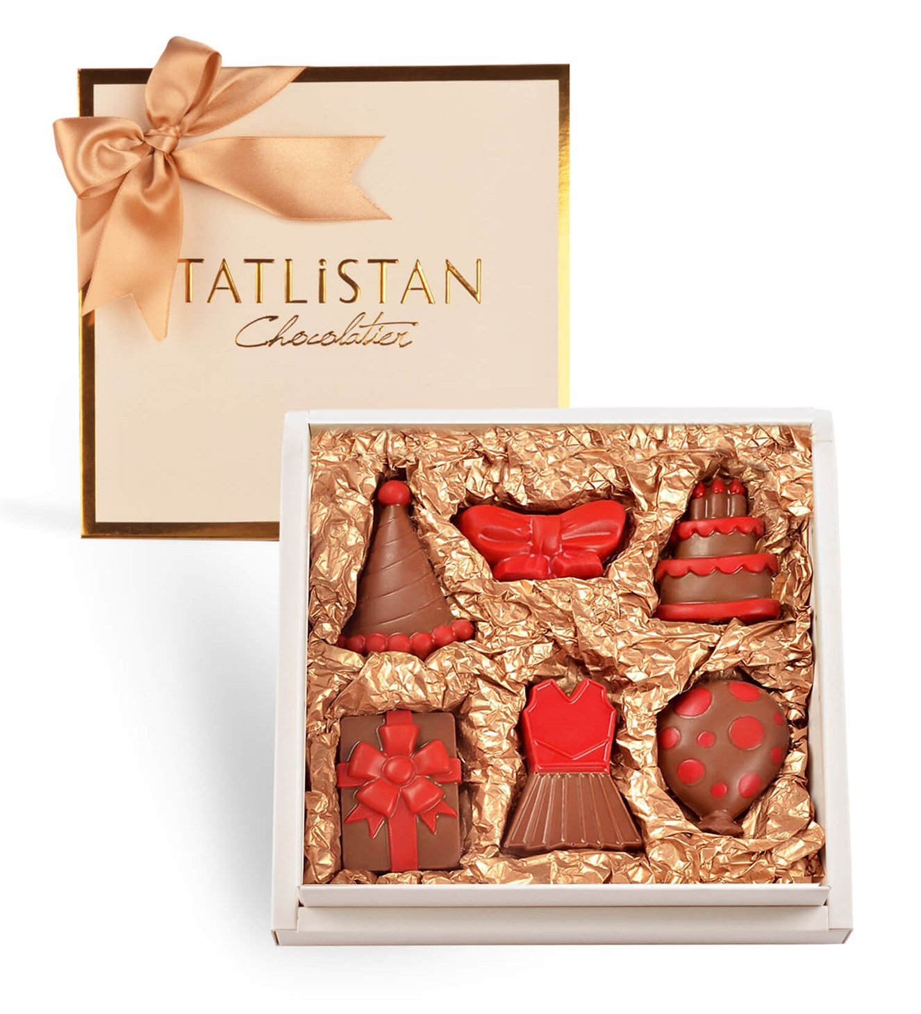 Hediye Paketli, Balonlu ve Elbiseli Doğum Günü Kutlama Çikolatalası