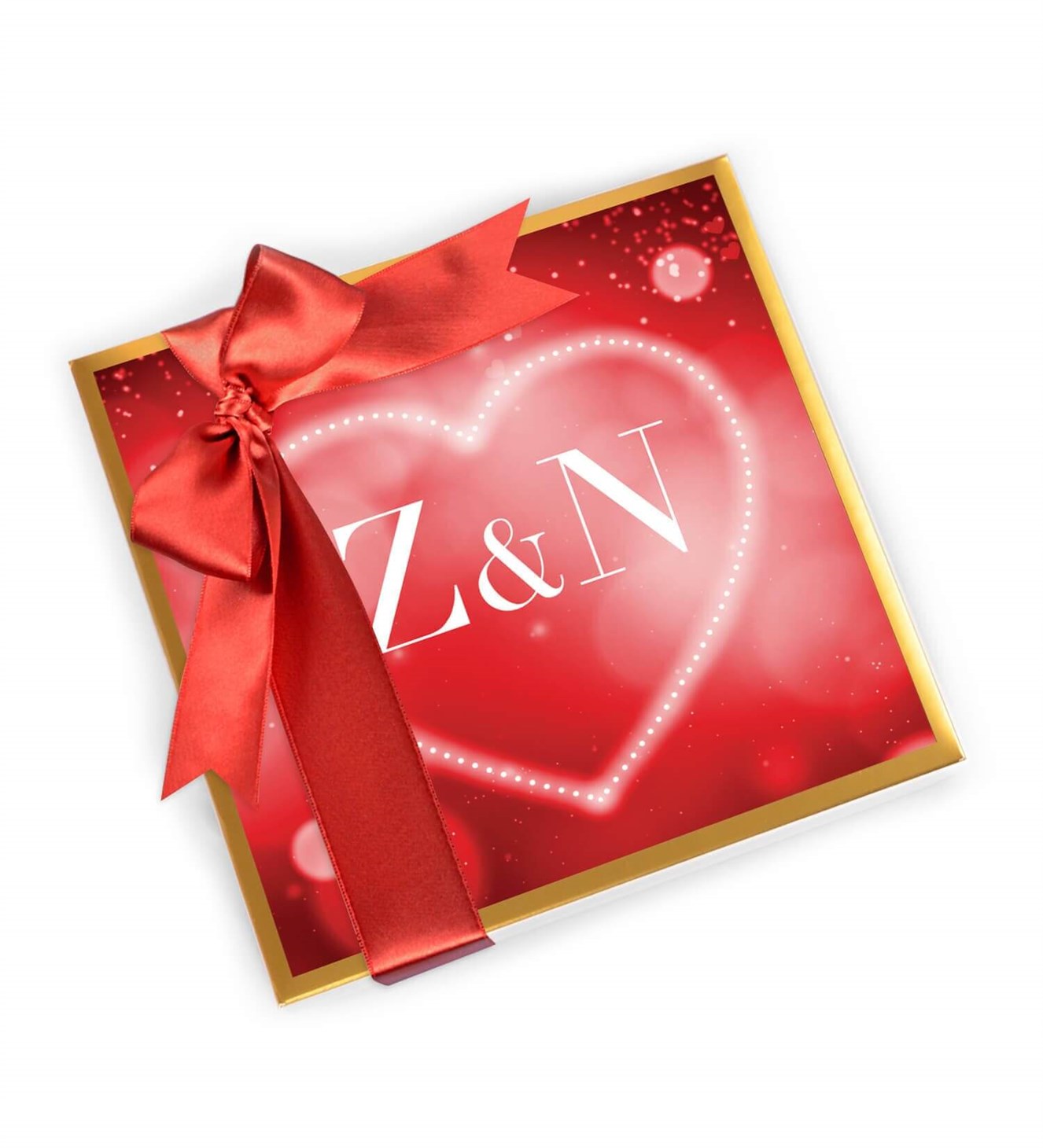 İsim Baş Harfli Özel Kalp Tasarımlı Kutuda Spesiyal Çikolata 9'lu