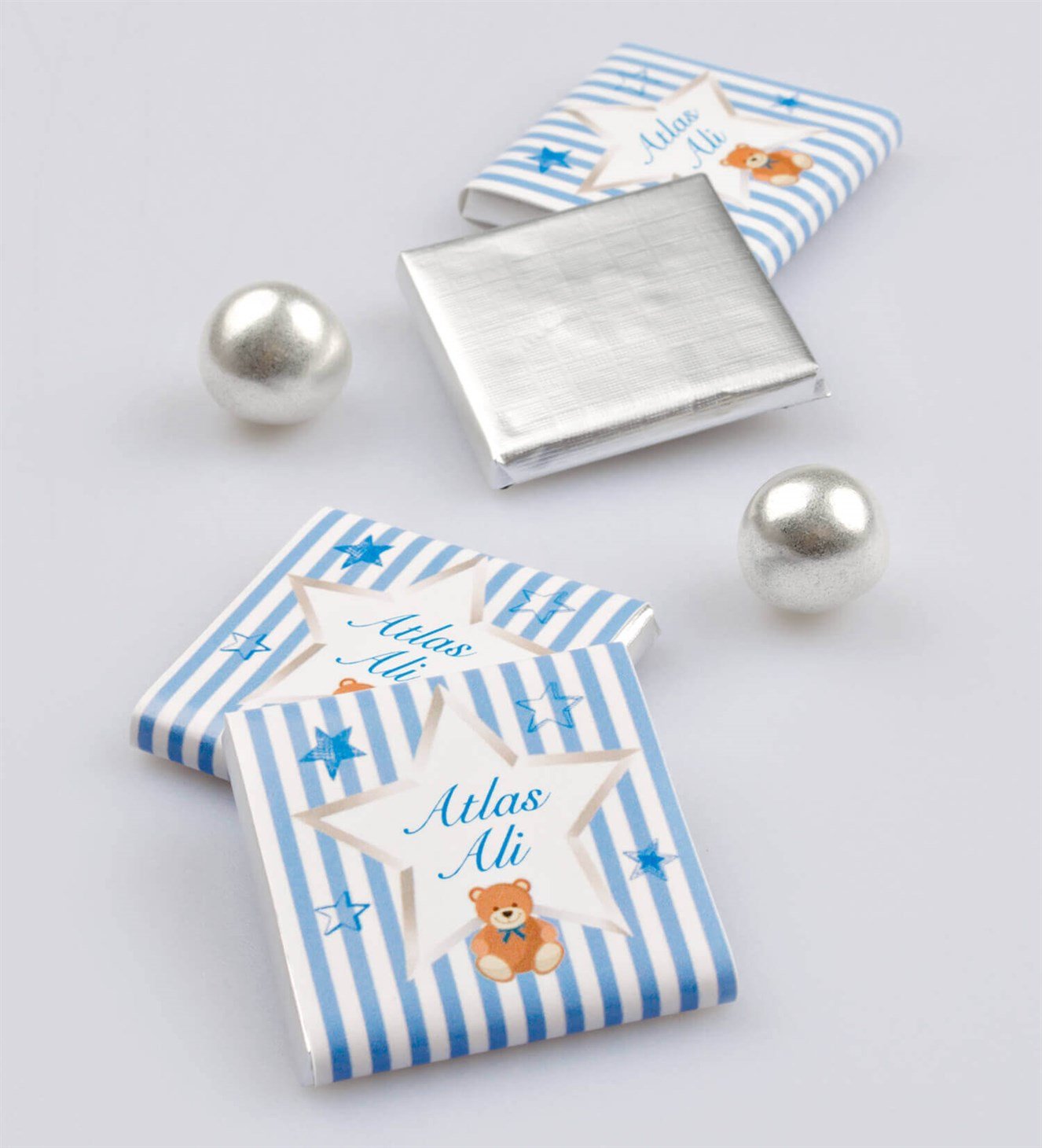 İsimli Ayıcıklı Erkek Bebek Çikolatası