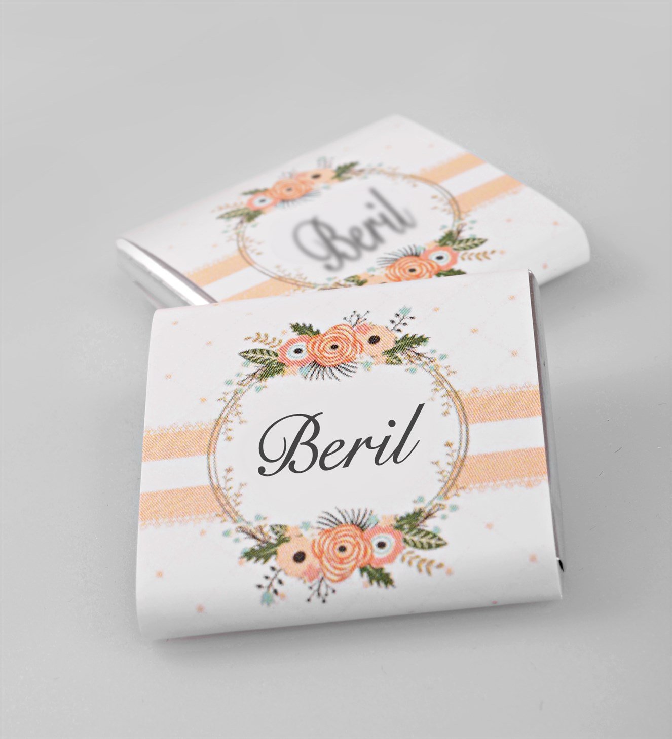 İsimli Çiçekli Kız Bebek Çikolatası