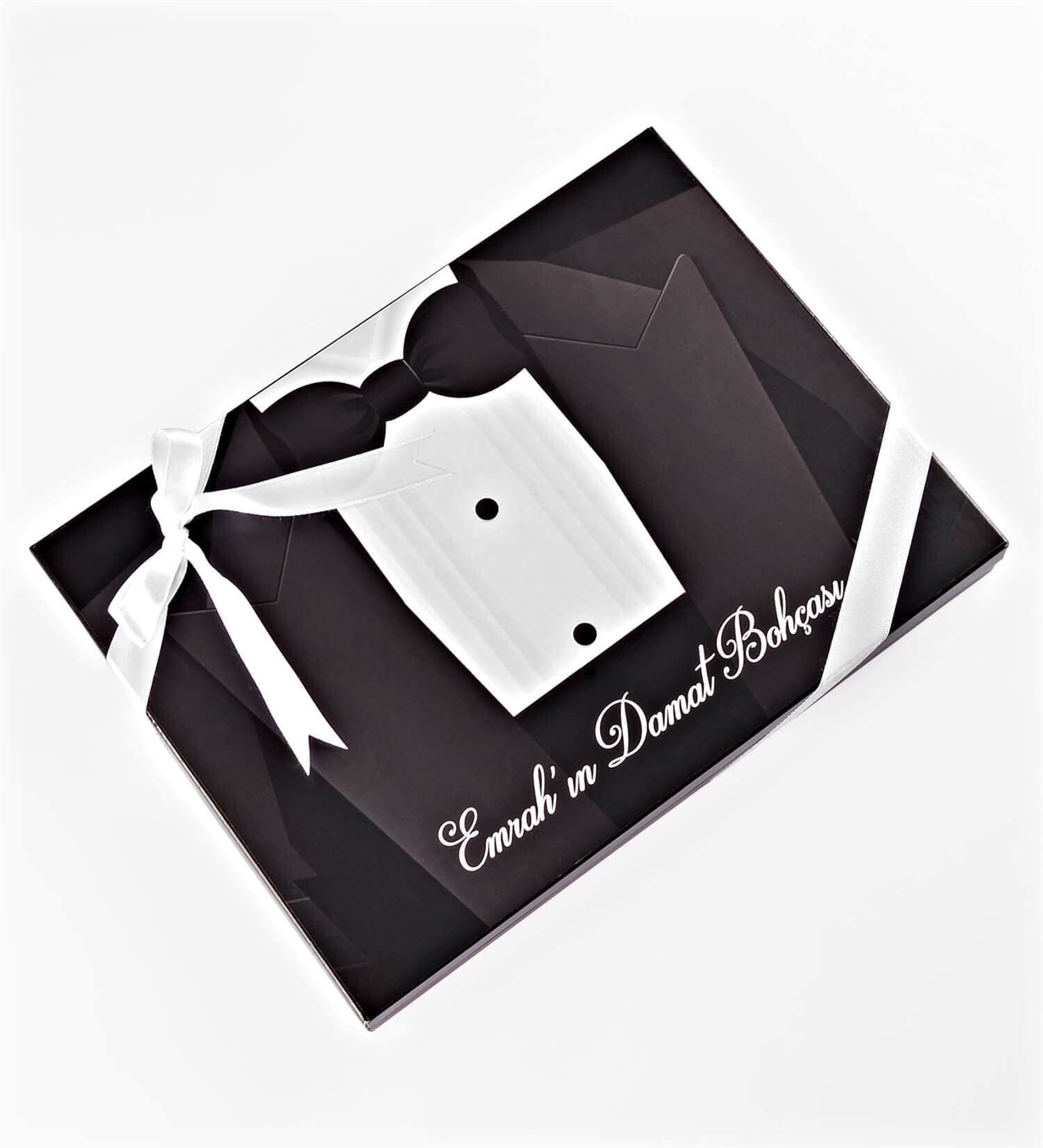 İsme Özel Damat Bohçası Siyah Kutulu 48'li Çikolata