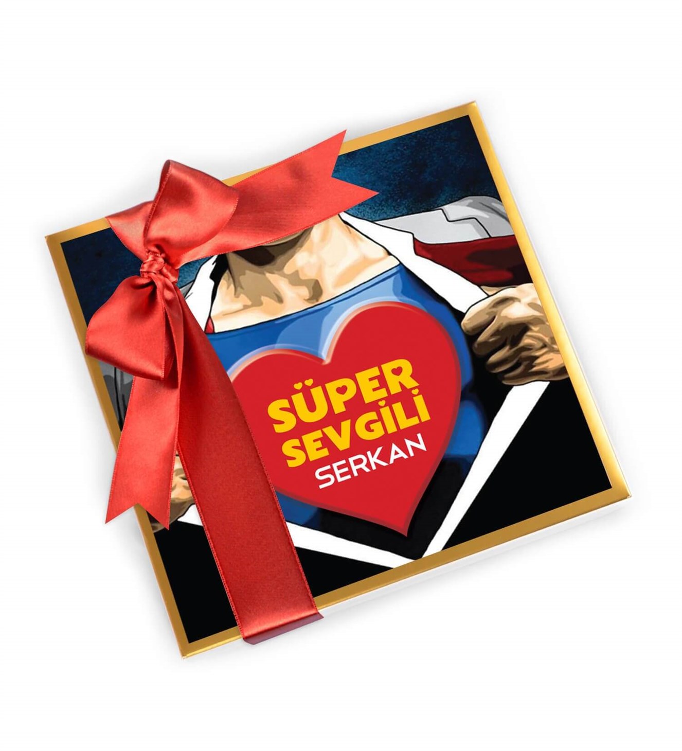 İsme Özel Süper Sevgili Tasarımlı Spesiyal Çikolata 9'lu
