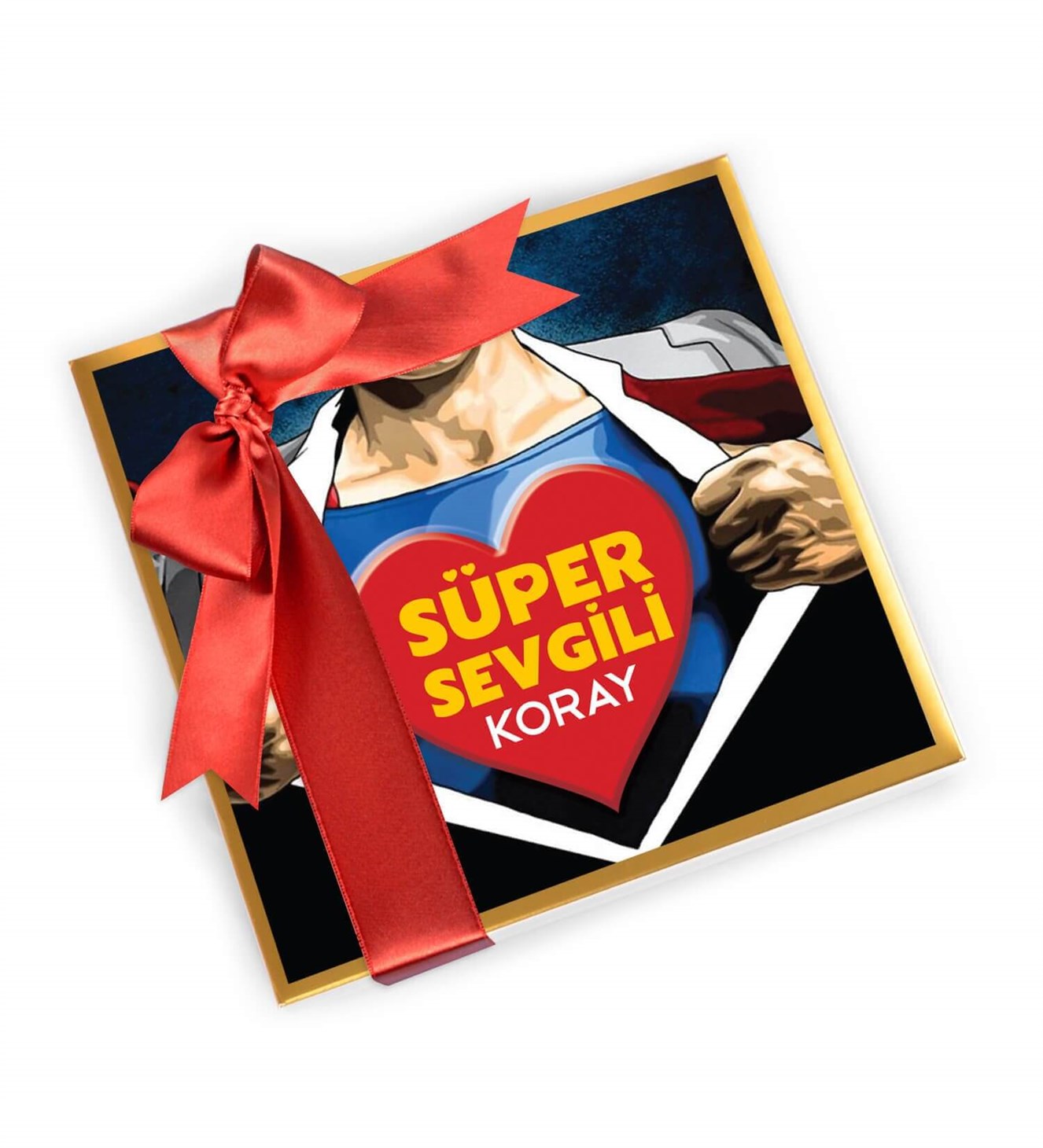 İsme Özel Süper Sevgili Tasarımlı Spesiyal Çikolata 16'lı Sevgililer Günü Hediyesi