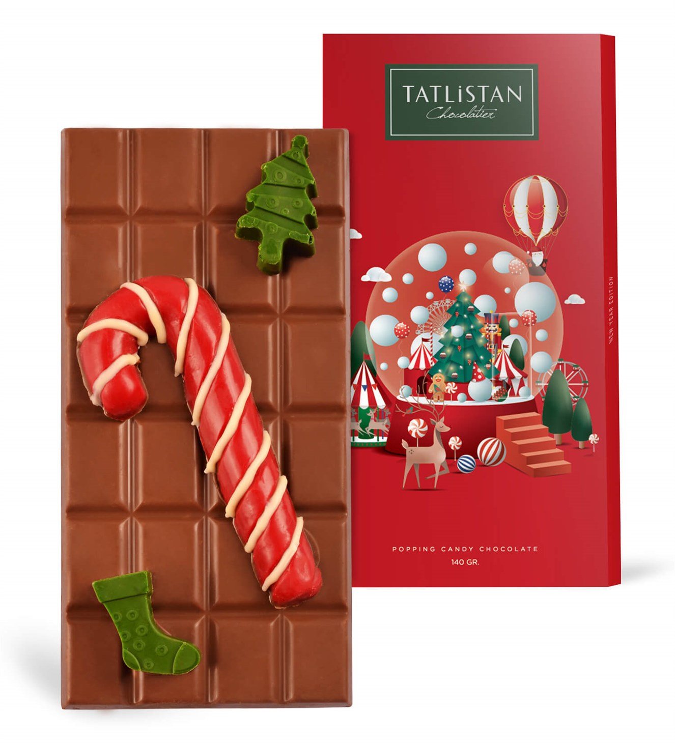 Kar Küresindeki Yılbaşı Eğlencesi - Patlayan Şekerli Sütlü Tablet Çikolata