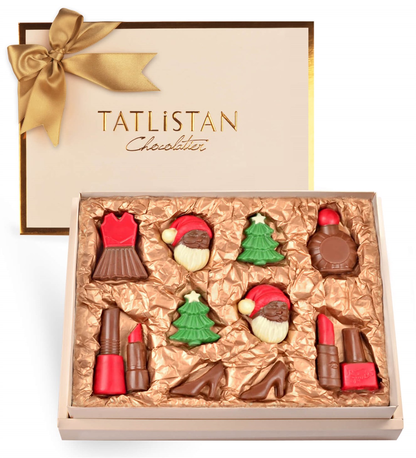 Kırmızı Ruj, Oje ve Parfümlü, Noel Babalı Yılbaşı Çikolatası