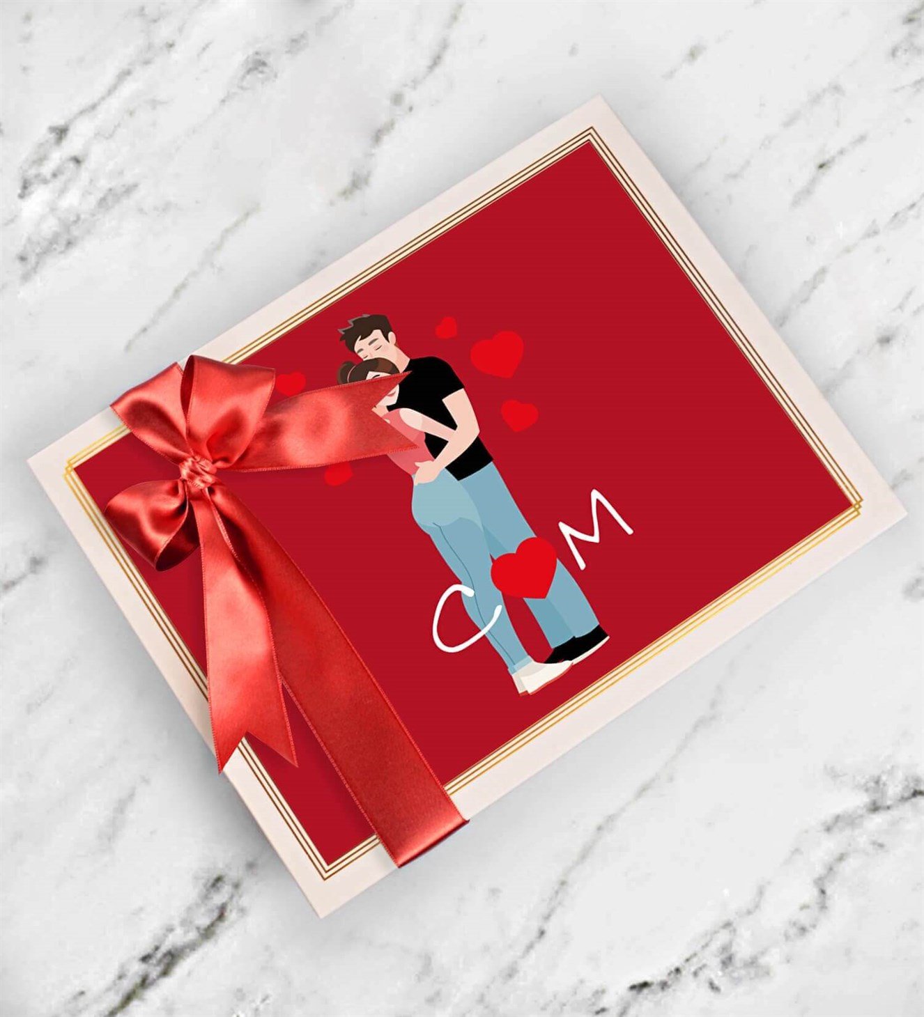 Kişiye Özel Baş Harfli, Aşk Dolu Sevgili Tasarım Kutulu Spesiyal Çikolata 42'li