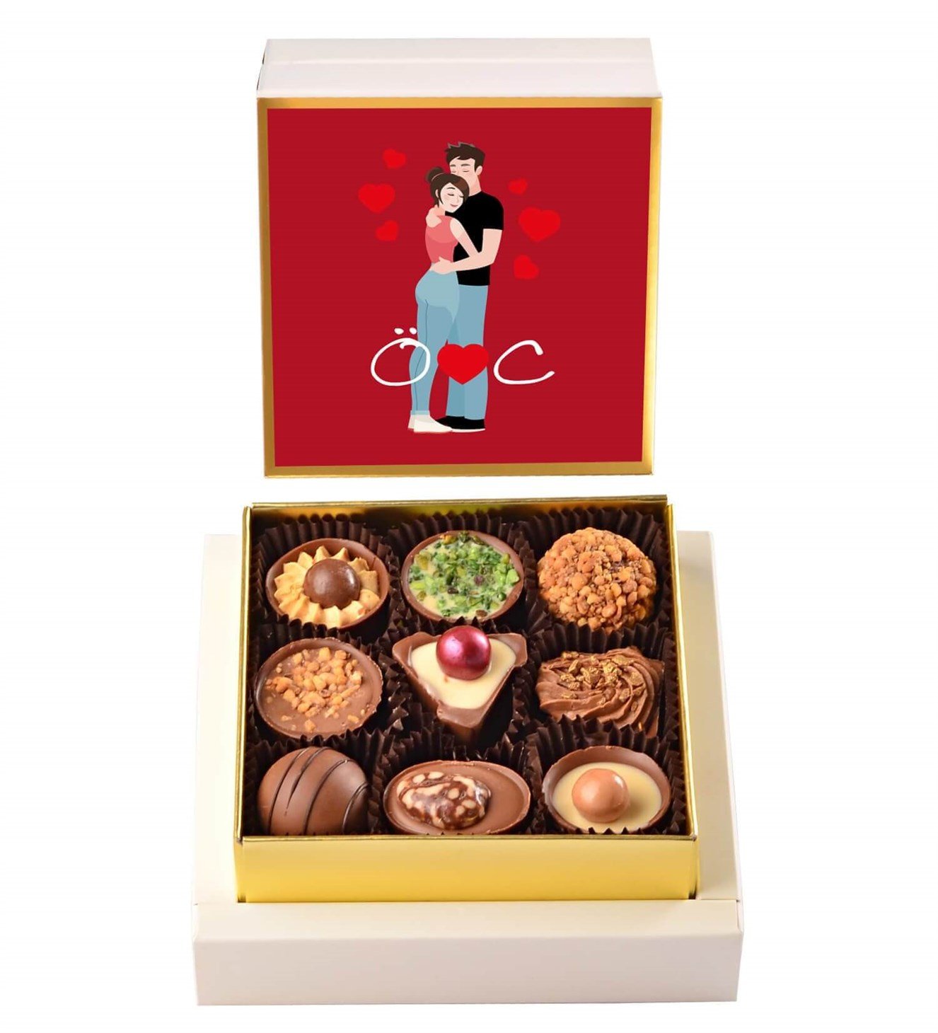 Kişiye Özel Baş Harfli, Aşk Dolu Sevgili Tasarım Kutulu Spesiyal Çikolata 9'lu
