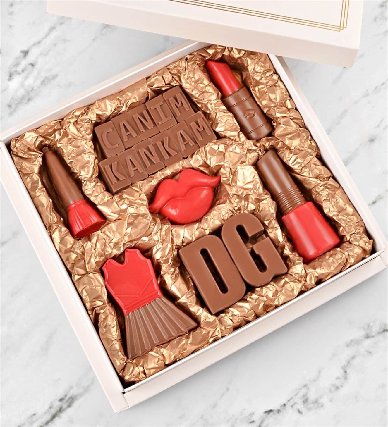Kişiye Özel Canım Kankam Yazılı, Ruj ve Ojeli Çikolata