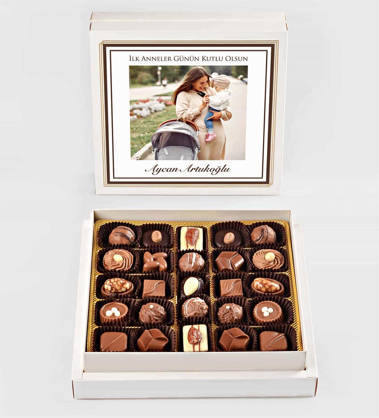 Kişiye Özel İsimli, Fotoğraflı İlk Anneler Günü Spesiyal Çikolata 25'li