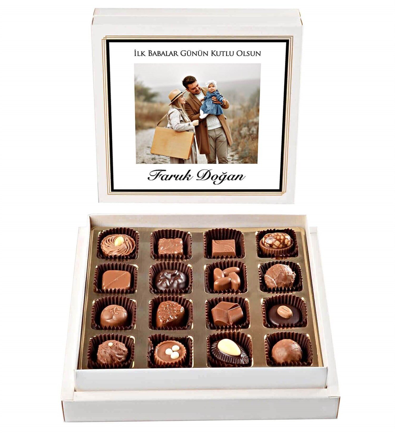Kişiye Özel İsimli, Fotoğraflı İlk Babalar Günü Spesiyal Çikolata 16'lı